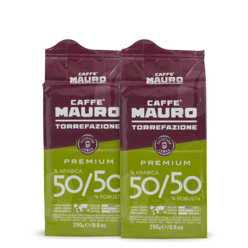 Mauro Premium 50/50 Moka maling 500 online bestellen bij Koffiecentrale.nl - Koffiecentrale.nl